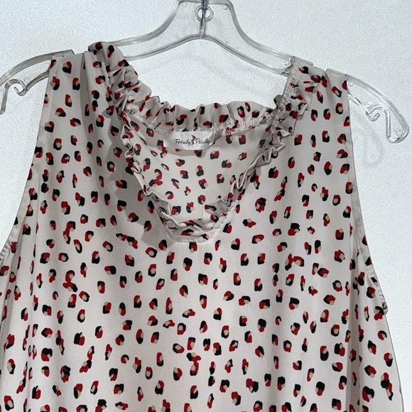 Perfectly Pricila white Colored Dots Sleeveless women top Size L - Picture 3 of 5